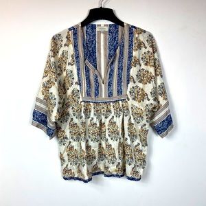 Lucky Brand Boho Floral Bell Sleeve Top